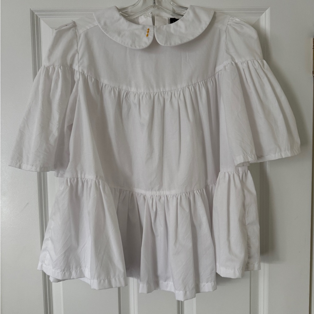 White Ruffled Women's Top